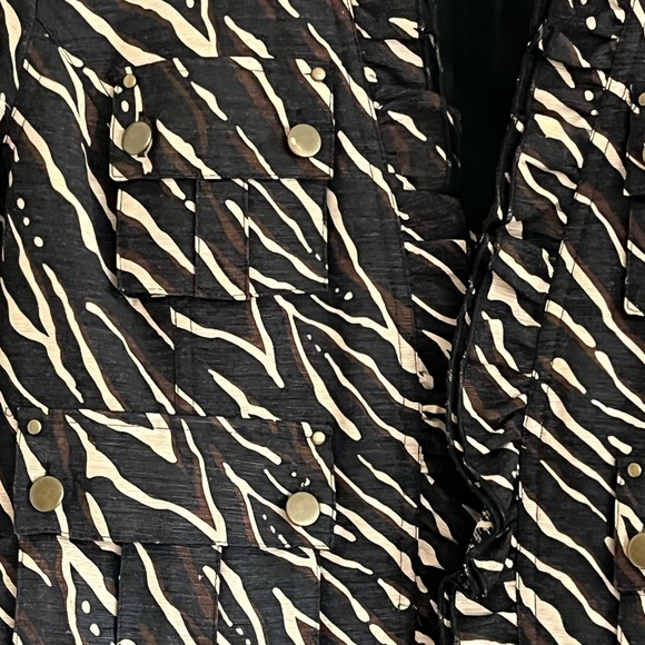 Silkland 100% Silk Animal Print Ruffle Edge Jacket MP - Picture 5 of 11